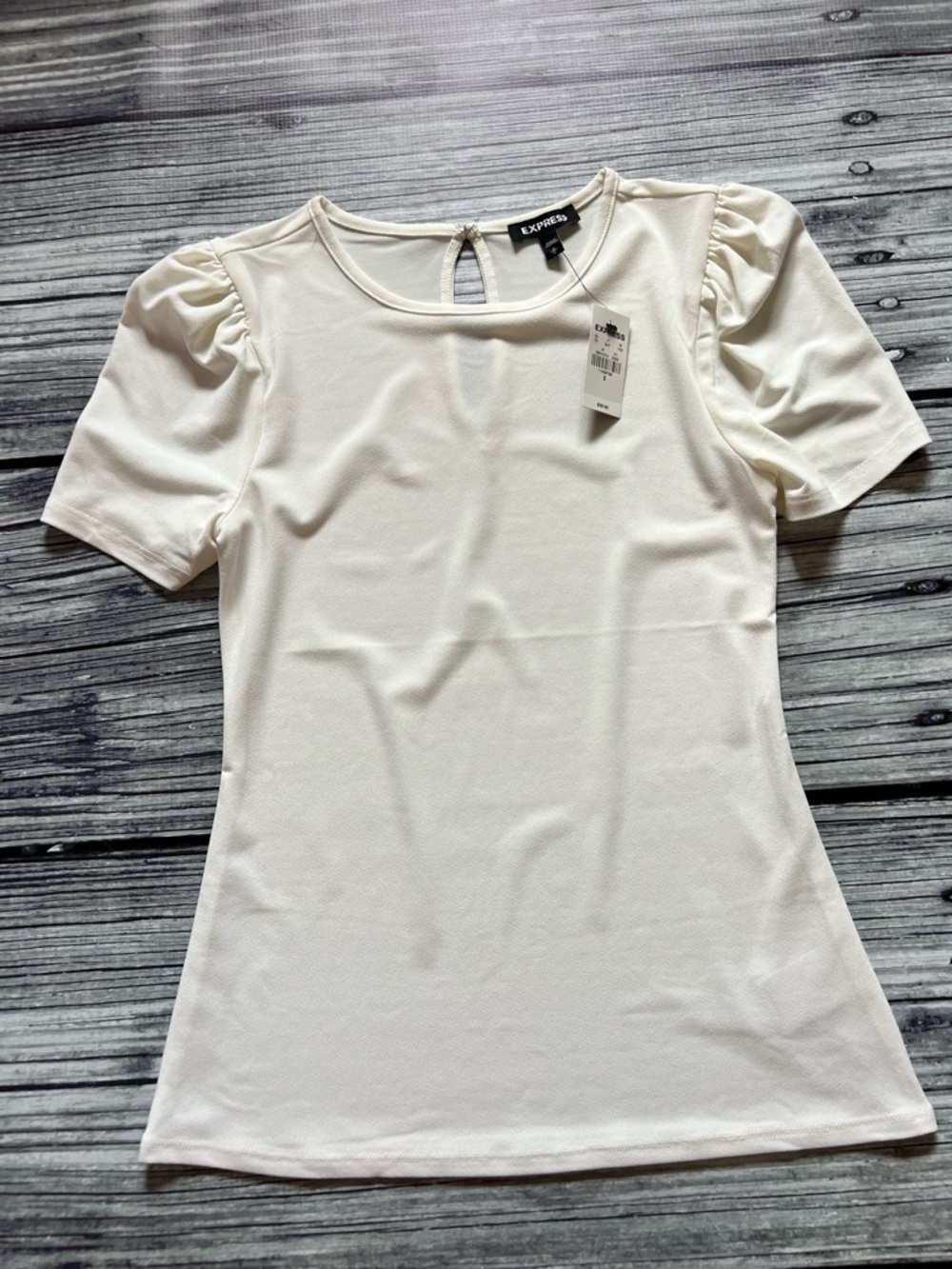 Express Women's Cream Puff-Sleeve Short Sleeve Top